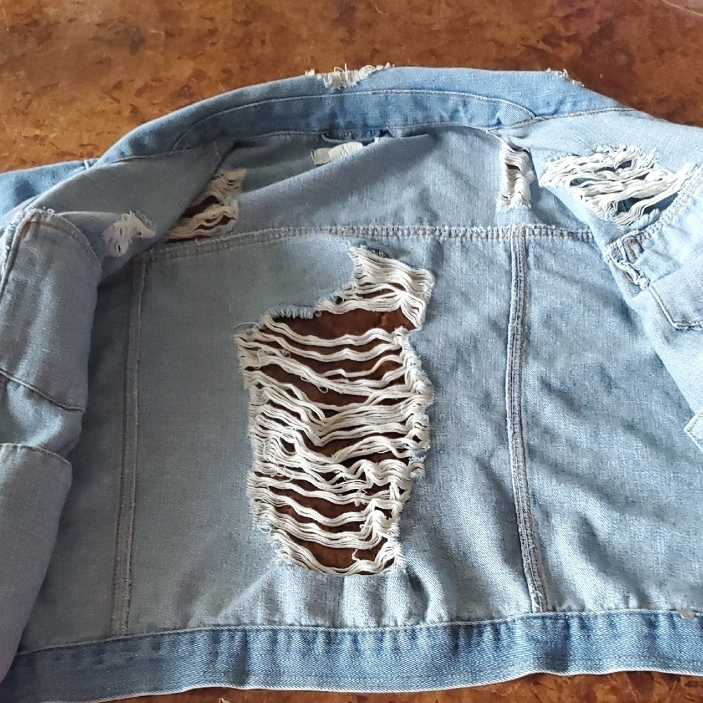 Ci Sono Blue Distressed Jean Jacket - Picture 9 of 9
